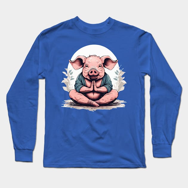 Pig Yoga Namaste National Pig Day Humor Long Sleeve T-Shirt by taiche